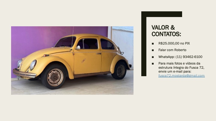 Fusca 1972 "Base-Projeto" para Restauração ou Customização em uma Estrutura Íntegra para Projeto "Premium" — foto 6