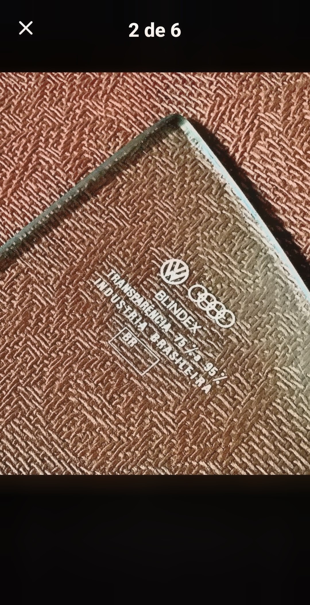 Vidro Quebra-Vento Fusca Blindex Logo VW/Audi Lado Direito